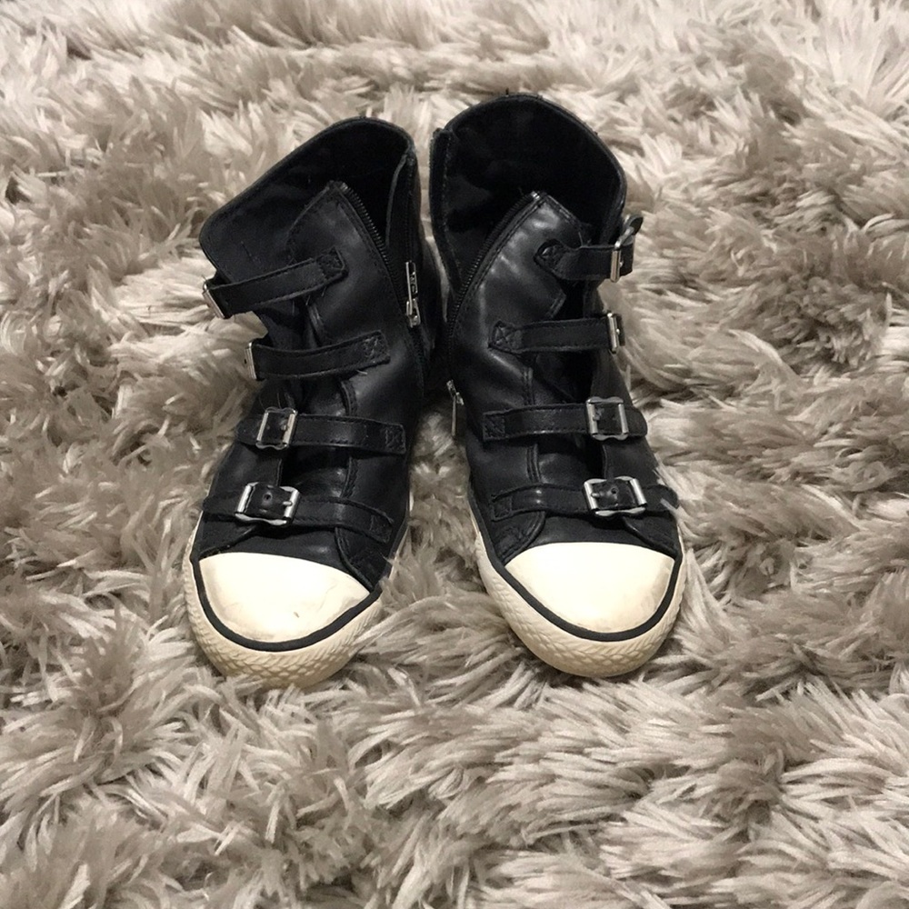 Black Ash Sneakers with Buckles